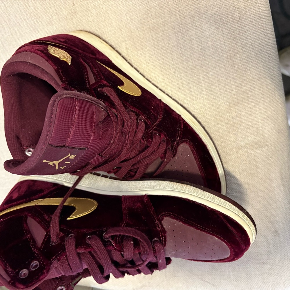 Jordan Red and Gold High-Top Sneakers